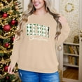 thumbnail image 5 of GUZOM Womens Christmas Pullover Sweatshirt - Plaid "Merry Christmas" Letter, Relaxed Fit, Soft 100% Polyester, Beige (XS-XL),Size XL, 5 of 8