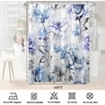 thumbnail image 5 of Blue Flowers and Grey Leaves Shower Curtain Sets,Watercolor Rose Floral Bathroom Curtains,Modern Minimalist Bath Curtain, Waterproof Fabric with 12 Hooks 72x72 Inches, 5 of 6