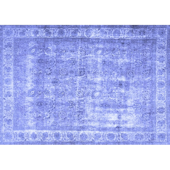 Ahgly Company Machine Washable Indoor Rectangle Persian Blue Traditional Area Rugs, 5' x 8'