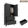 thumbnail image 5 of ShiKeyi 70" Tall Metal Wardrobe Cabinet with 1 Drawer and Hanging Rod, 2 Doors Wardrobe Closet with Shelf for Bedroom, Black, 5 of 10