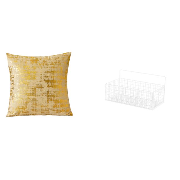 Elegante Funda De Almohada Decorativa Para El Hogar Y Cesta De Metal Para Colgar En La Pared, Organizador De Estantes Flotantes Para Sala De Estar, Oficina, Dormitorio, Coche, Cocina Y Baño.