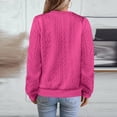 thumbnail image 4 of Women's Half Zip Sweatshirt Crew Neck Long Sleeve Cable Knit Pullover Tops 03-Hot Pink XL, 4 of 5