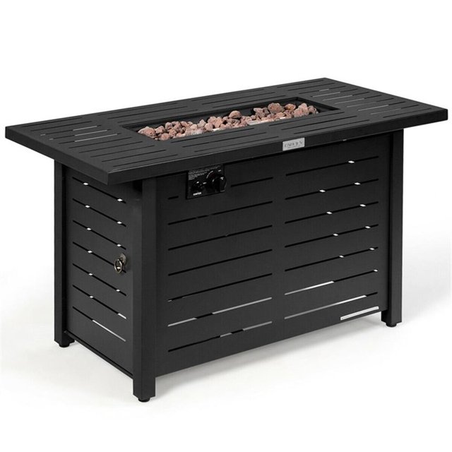 Pemberly Row 42" Rectangular Propane Gas Fire Pit 60000 Btu Black