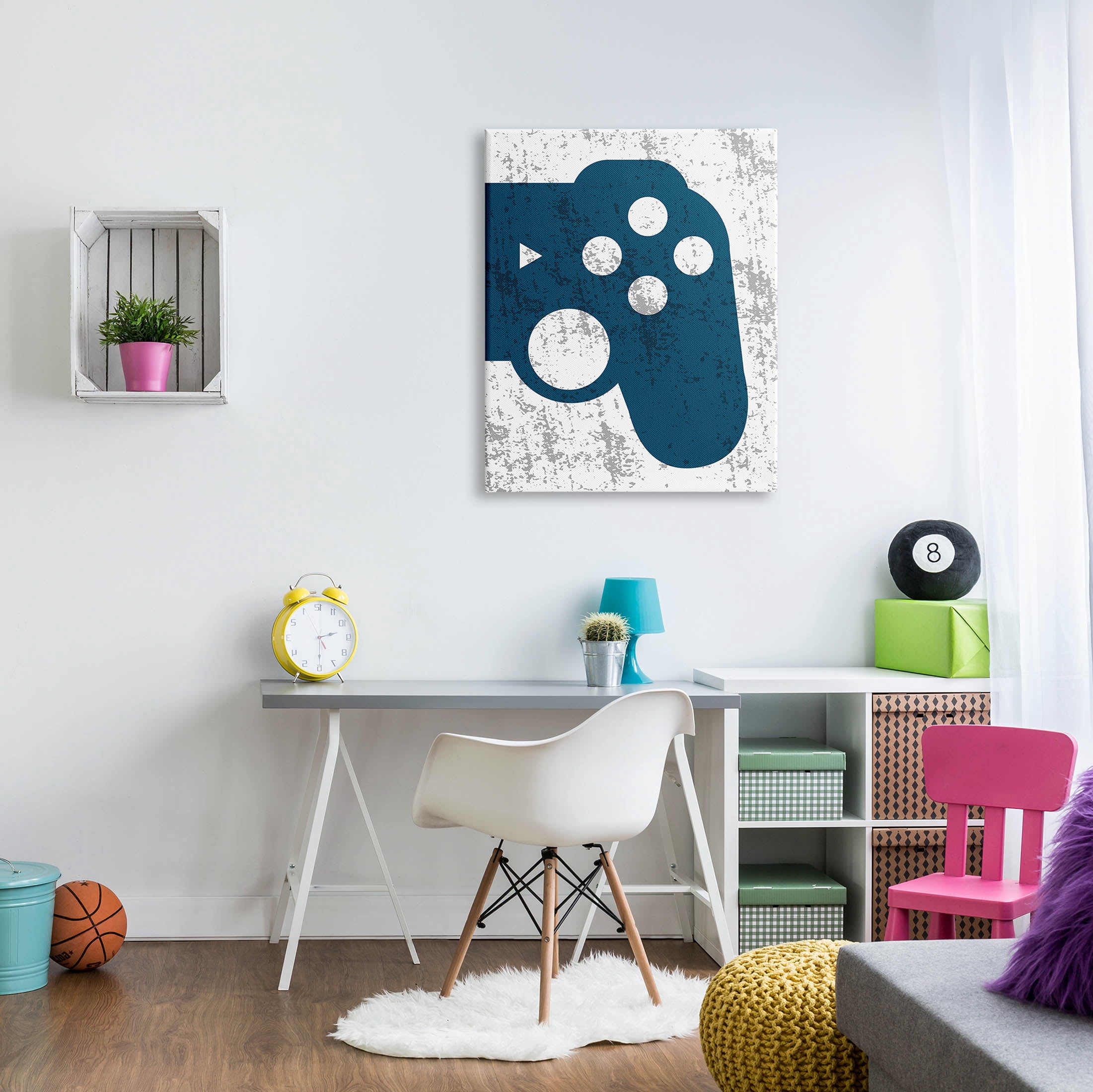 Stupell Industries Blue Gaming Controller Shape Graphic Art Gallery Wrapped Canvas Print Wall Art, Design by Kim Allen