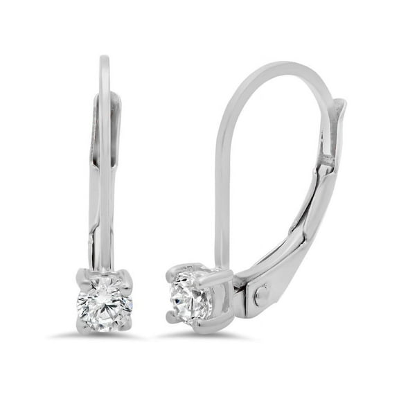 0.50 Ct Round Cut Created Diamond Drop Dangle Leverback Earrings 14K White Gold Plated
