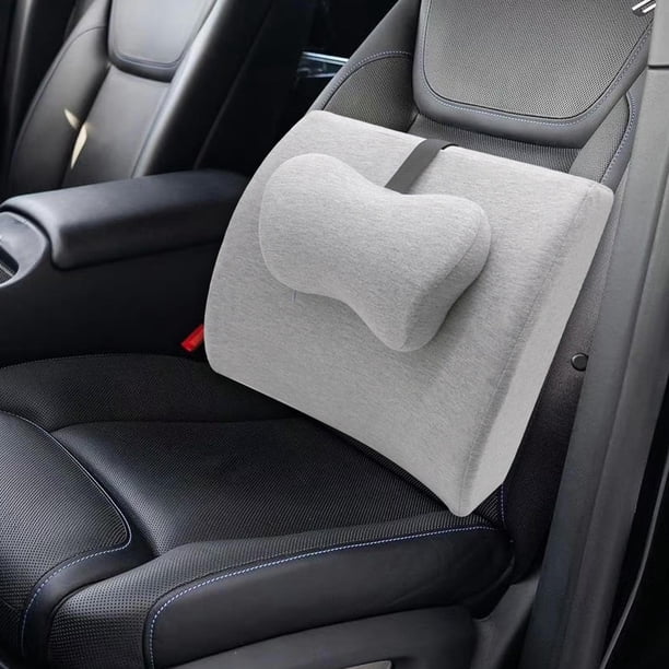 Cojín para la espalda y la cintura, cojín de espuma viscoelástica, correas ajustables, cojín para la parte inferior de la espalda, almohada de soporte gris claro