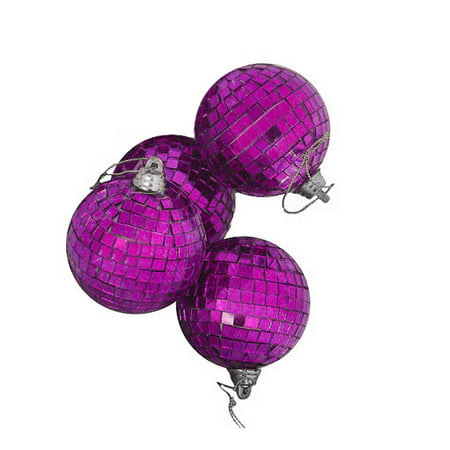 4ct Purple Mirrored Glass Disco Ball Christmas Ornaments 4