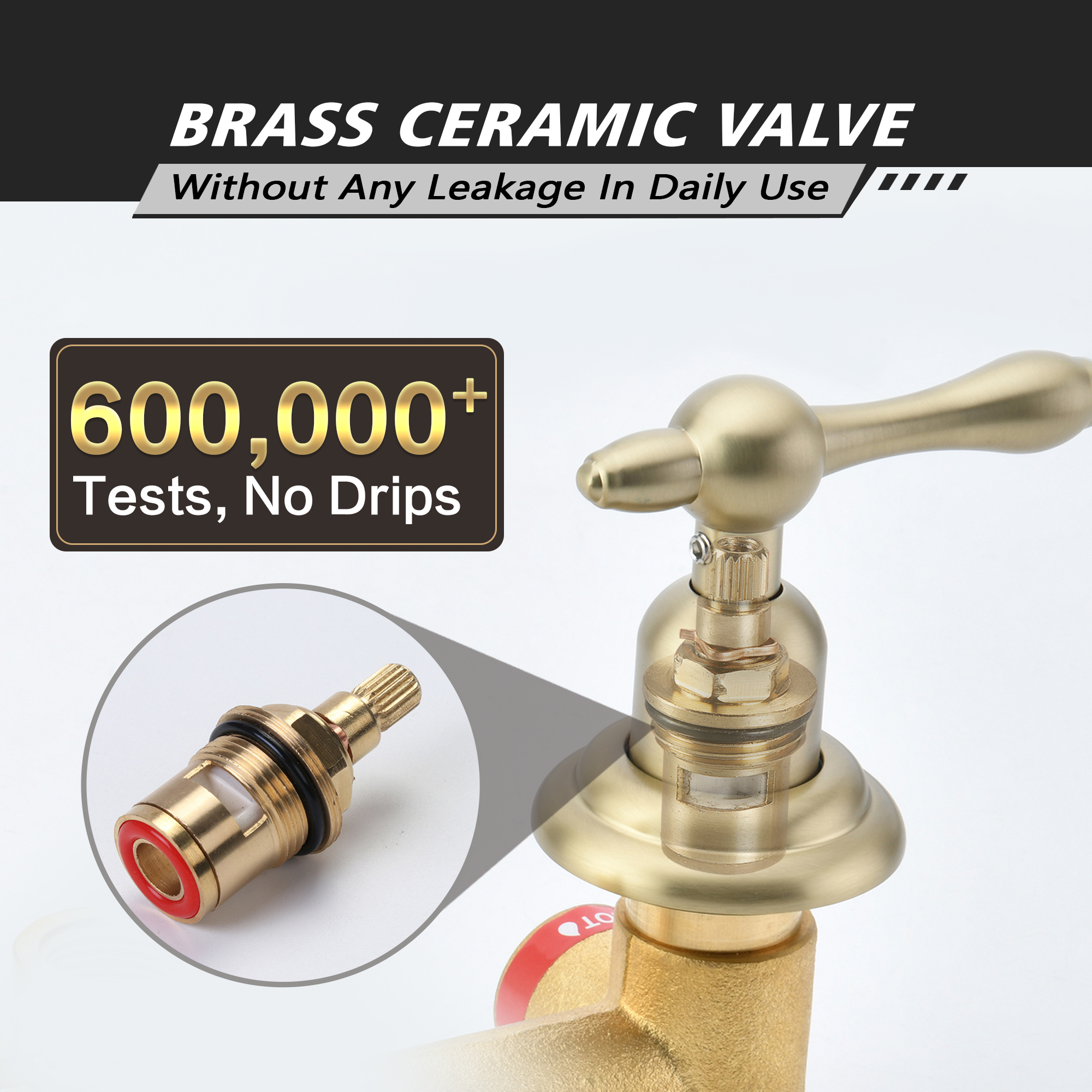 SUMERAIN Brushed Gold Wall Mount Tub Faucet with Hand Shower, Traditional Bathtub Faucet Set Including Rough-in Valve
