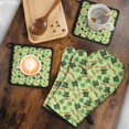 thumbnail image 5 of St. Patrick's Day and Mustaches Kitchen Oven Mitt and Pot Holder Set 2 Pcs, Heat Resistant Up To 392 °F, for Baking, Cooking and Grilling, 5 of 6