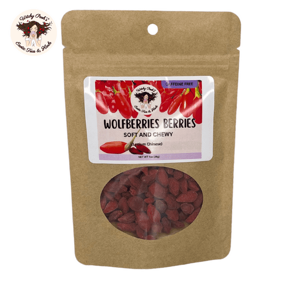 Witchy Pooh's Wolfberries, Goji Berries - Whole Soft and Chewy Berry Snacks, 1oz Pouch