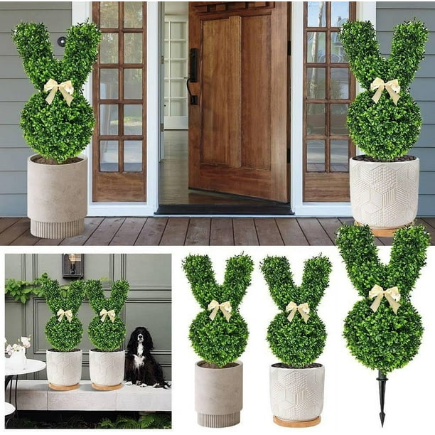 Bunny Boxwood Topiaria 2 Pezzi da 10 Pollici Alberi Artificiali