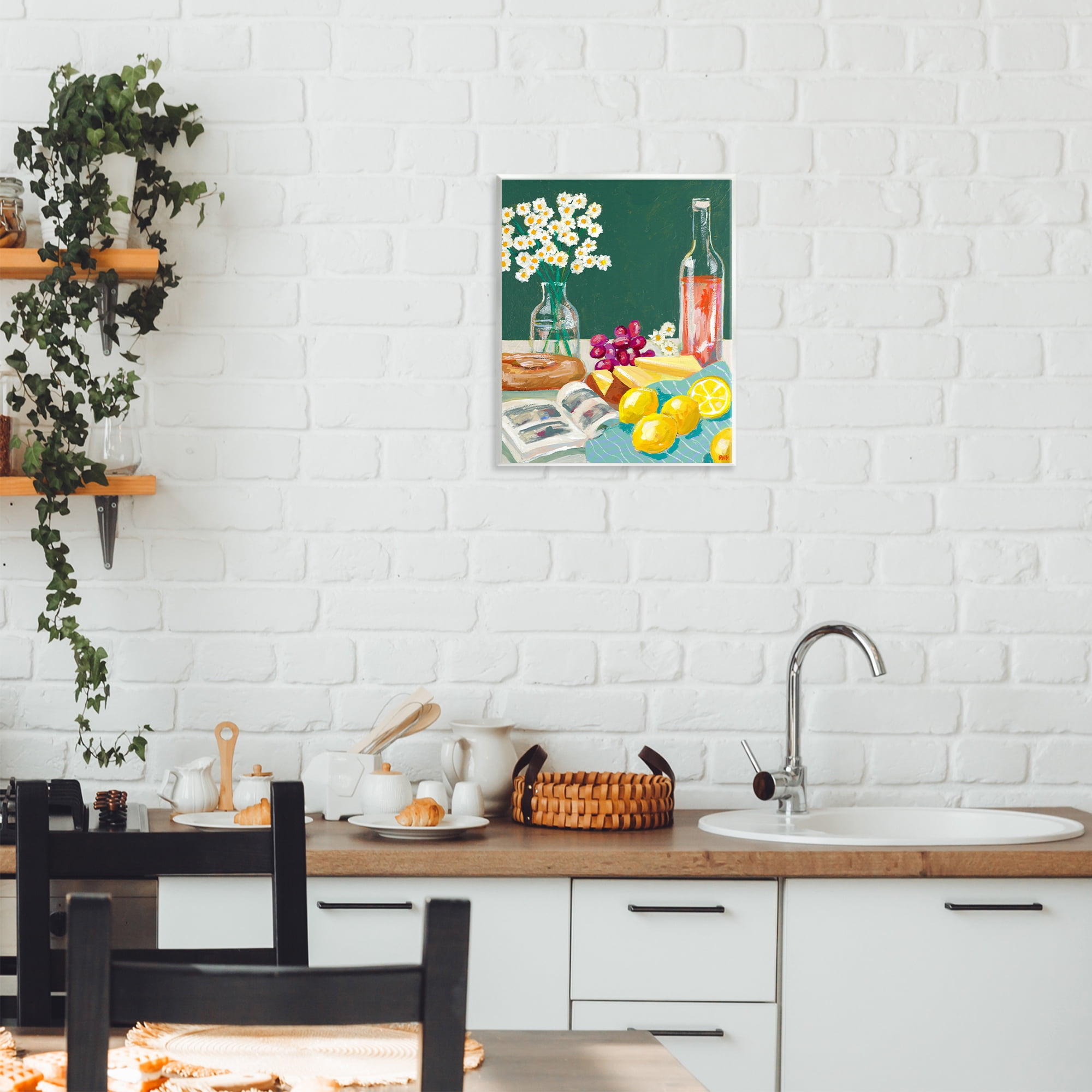 Stupell Industries Cheese, Wine and Lemon Still Life Wall Plaque Art, design by Rachael Reese