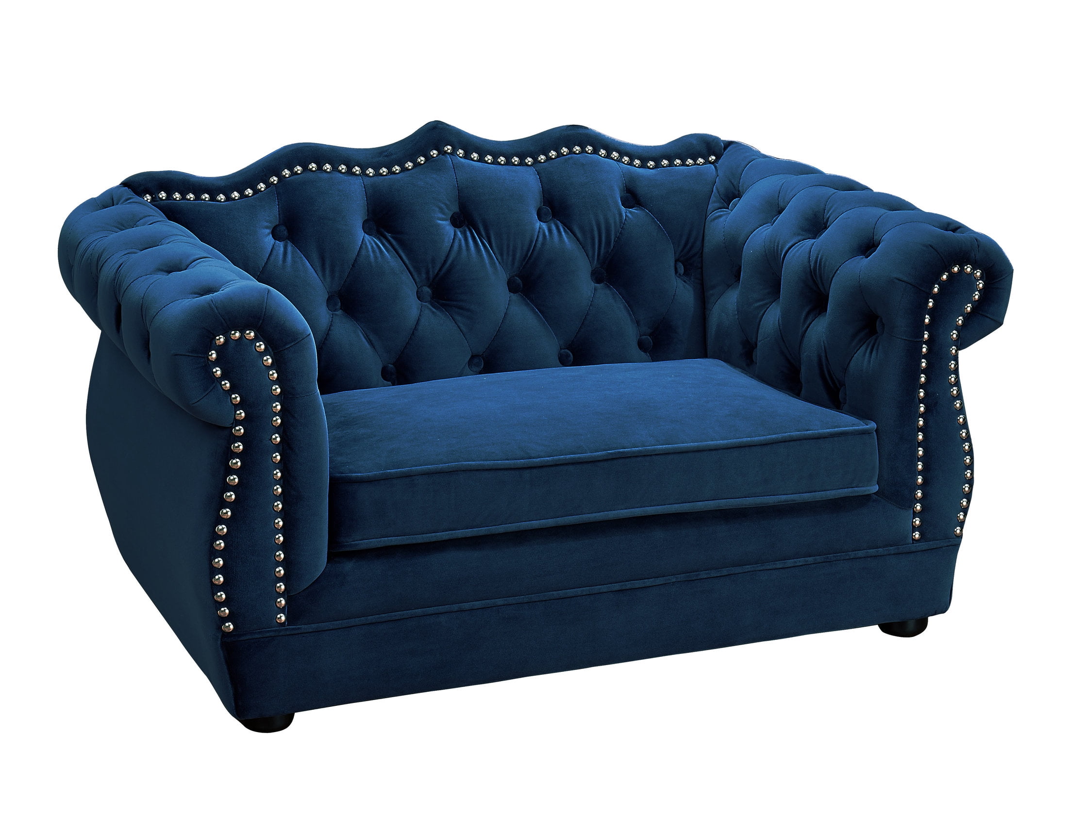 TOV Furniture Yorkshire Tufted Navy Velvet Dog Sofa
