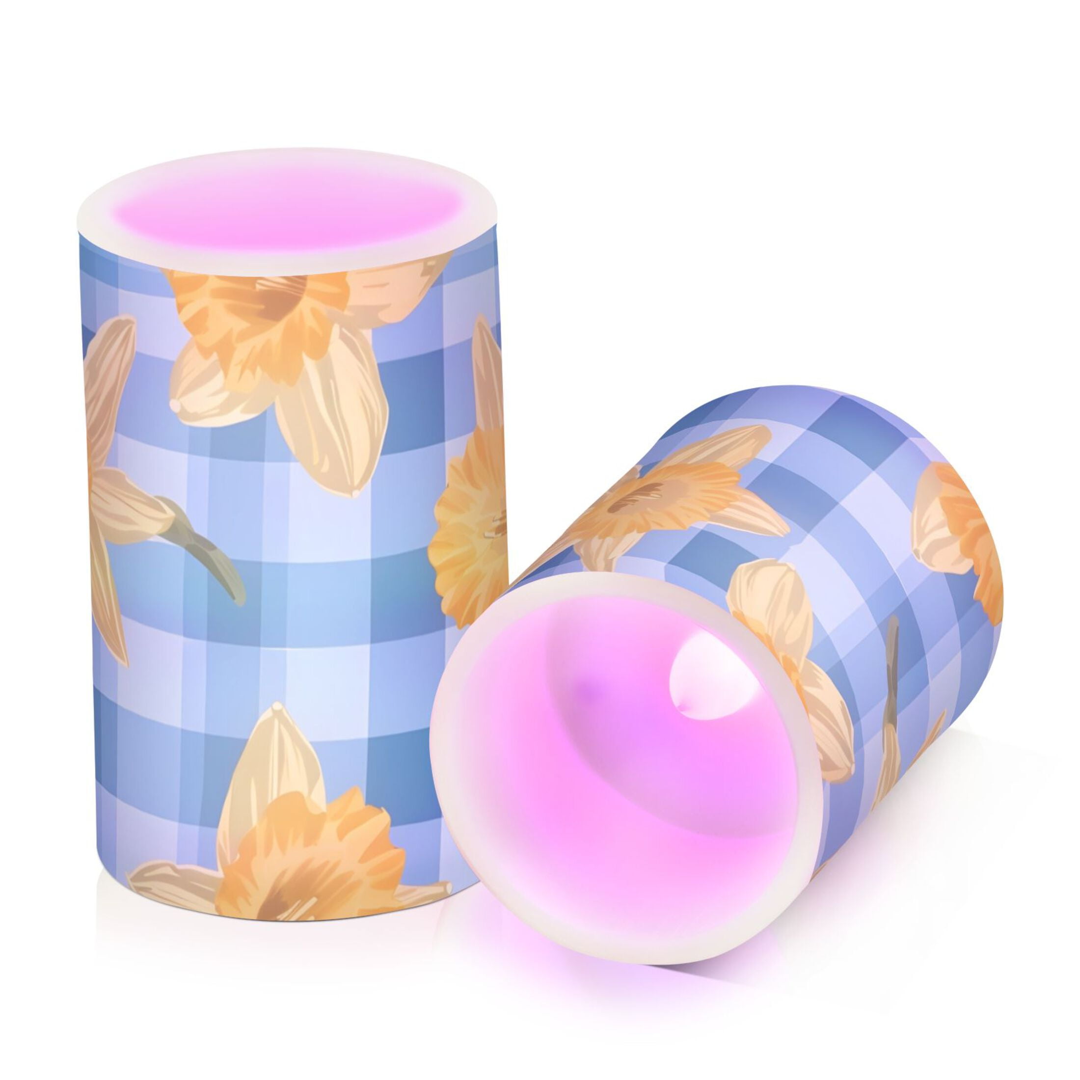Yellow Daffodils Flickering Flameless Candles LED Tealight Battery Operated with Remote Set of 2 Holiday Decor Ornaments