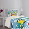 thumbnail image 3 of Ambesonne Cartoon Quilted Bedspread Set 2 Pcs, Airplanes Sky, Twin Size, Multicolor, 3 of 5