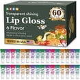 thumbnail image 1 of Set de brillo labial AZEN, paquete de 60 unidades, hidratante con vitamina E, 1 of 8