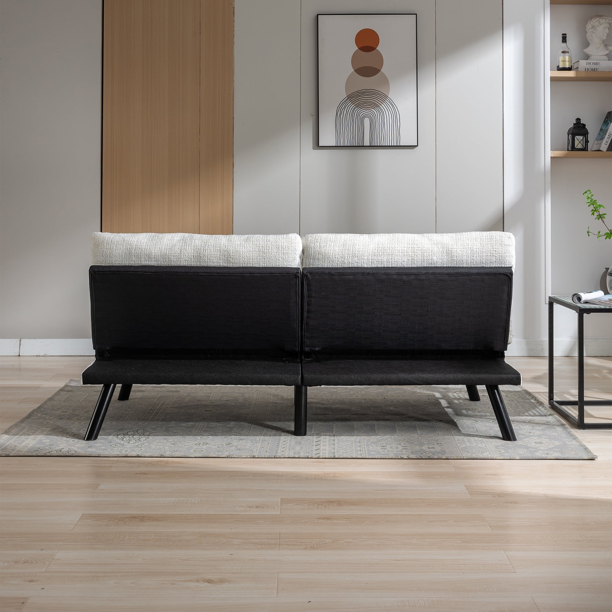 YYAo Convertible Futon Sleeper Sofa, Breathable Adjustable Lounge Couch with Metal Legs for Compact Living Space, Apartment, Dorm, Creamy White YYAo Convertible Futon Sleeper Sofa, Breathable Adjustable Lounge Couch with Metal Legs for Compact Living Space, Apartment, Dorm, Creamy White