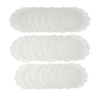 100 Pack Paper Doilies, Lace Doilies Rectangle Paper Placemats White - 12L  X 6W