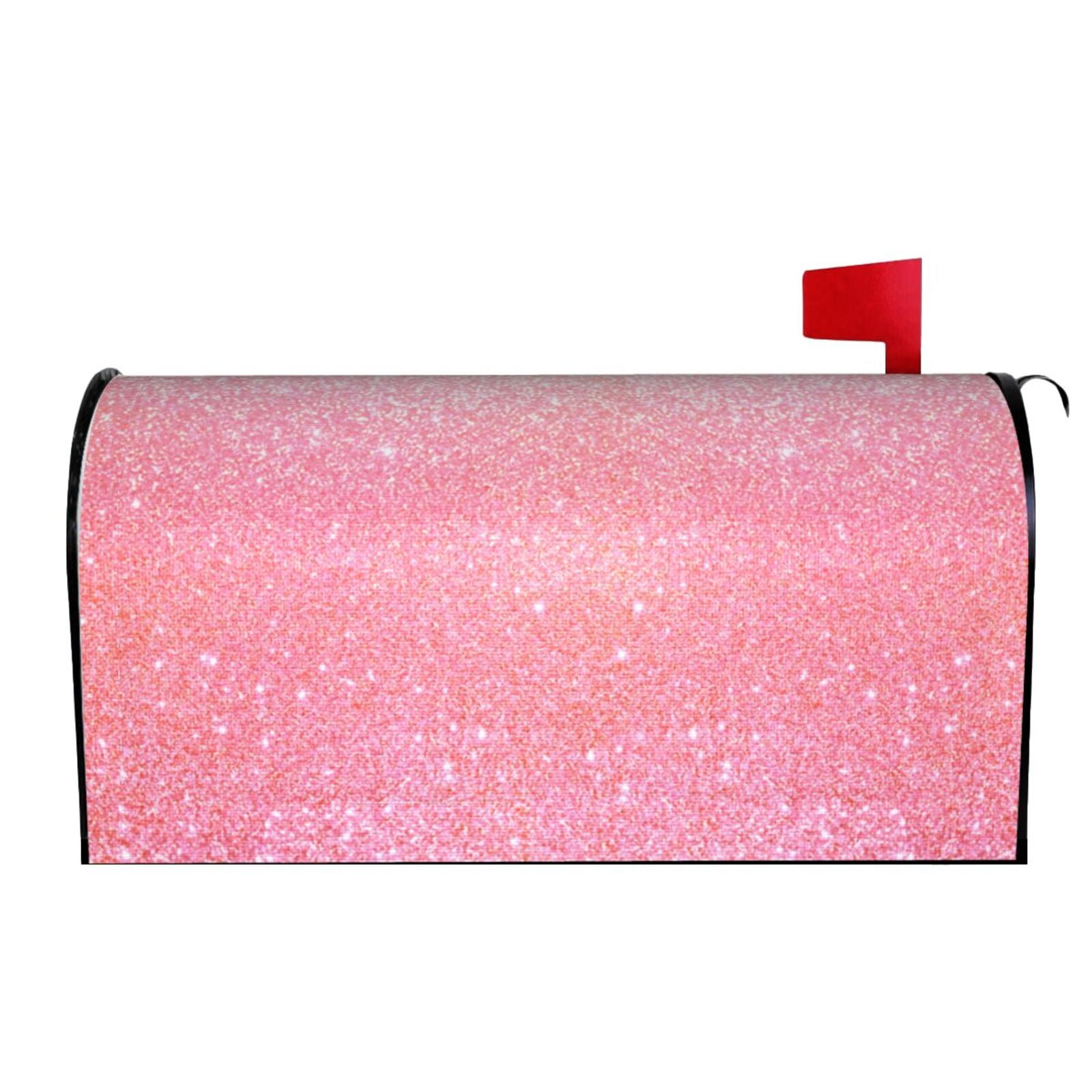 Picia Sparkly Pink Glitter Magnetic Mailbox Cover Standard Size-21x18 in