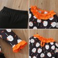 thumbnail image 4 of Hotiary 1-8T Toddler Kids Halloween Outfit Girls' Elf Printed Lace Sleeves Pullover and Stripe Long Pants Two-Piece Set, 4 of 13