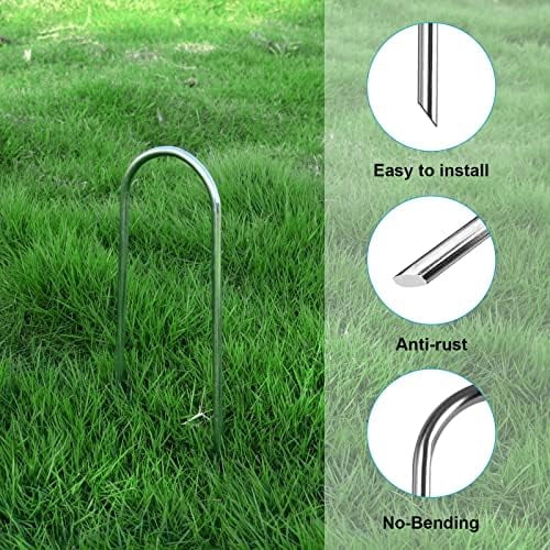 12inch Trampolines Wind Stakes Heavy Duty U Type Sharp Ends Safety Ground Anchor Galvanized Steel for Soccer Goals, Camping Tents and Huge Garden Decoration (u Stakes 6pcs)