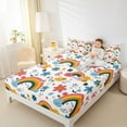 thumbnail image 4 of Feelyou Cherry Blossoms Kids Bed Sheets, Kawaii Floral Flower King Sheets, Cartoon Rainbow Sheet Set, Lightweight Room Decor, 4pcs, 4 of 7