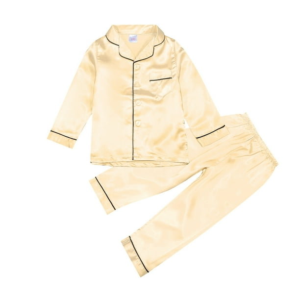 EFGYYF Thanksgiving Baby Boy Outfit Kids Girl Boy Satin Pajamas Set Button Down Sleep Shirt Top Long Pants Bottoms Sleepwear Loungewear Clothes Baby
