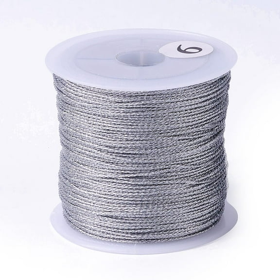 1Roll 9-Ply Metallic Thread Embroidery Thread for Jewelry Making Round Silver 0.6mm about 36.09 Yards(33m)/Roll