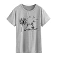 thumbnail image 3 of Blusa de manga corta Cuello redondo Letra impresa Moda Elegante Casual Blusa de manga corta Gris claro (fuente negra) XXL, 3 of 5