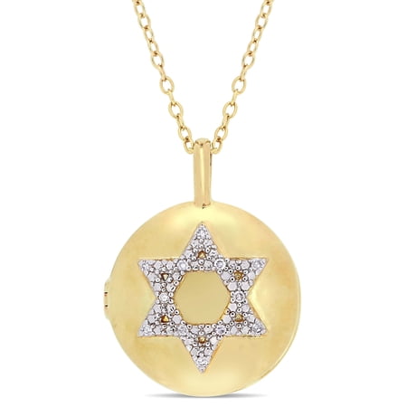 Diamond-Accent Star Of David Locket Necklace