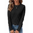 thumbnail image 2 of Womens Sweaters Crewneck Cable Knit Sweater Long Sleeve Fall Tops for Women Black L, 2 of 8