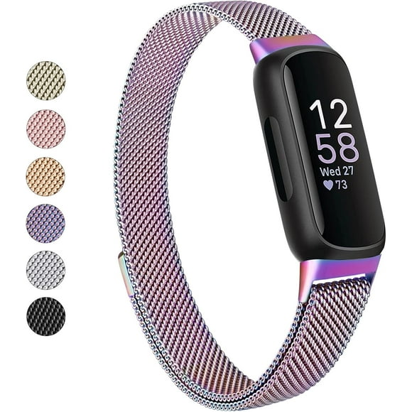 MYKOMI for Fitbit Inspire 3 Bands Women Men, Stainless Steel Metal Mesh Loop Adjustable Magnetic Wristband Replacement Straps Compatible with Fitbit Inspire 3 Fitness Tracker
