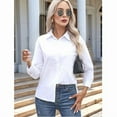 thumbnail image 5 of Women's Button Down Shirts Long Sleeve Dress Shirts Wrinkle Free Collared Work Office Tops White XL, 5 of 7