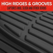 Motor Trend Original FlexTough Black Rubber Car Floor Mats with Trunk Cargo Liner - All Weather Automotive Floor Mats, Heavy Duty Trim to Fit Design, Floor Liners for Cars Truck Van SUV