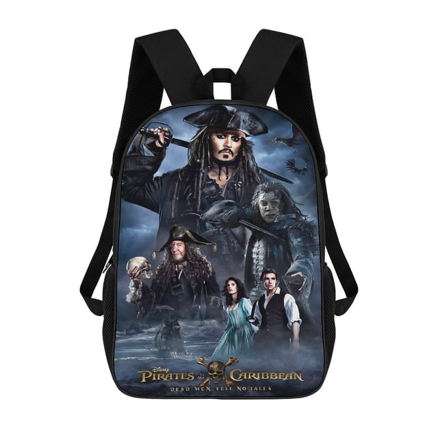 Piratas del Caribe-theme Backpack, Campus style schoolbag Bookbag with Adjustable Shoulder Straps And Large Zip Compartment, Unisex Travel Bags.