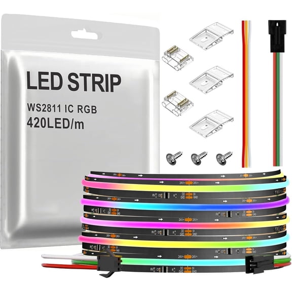 WS2811 IC SPI RGB COB LED Strip Light DC24V 12.8FT 1680LEDs
