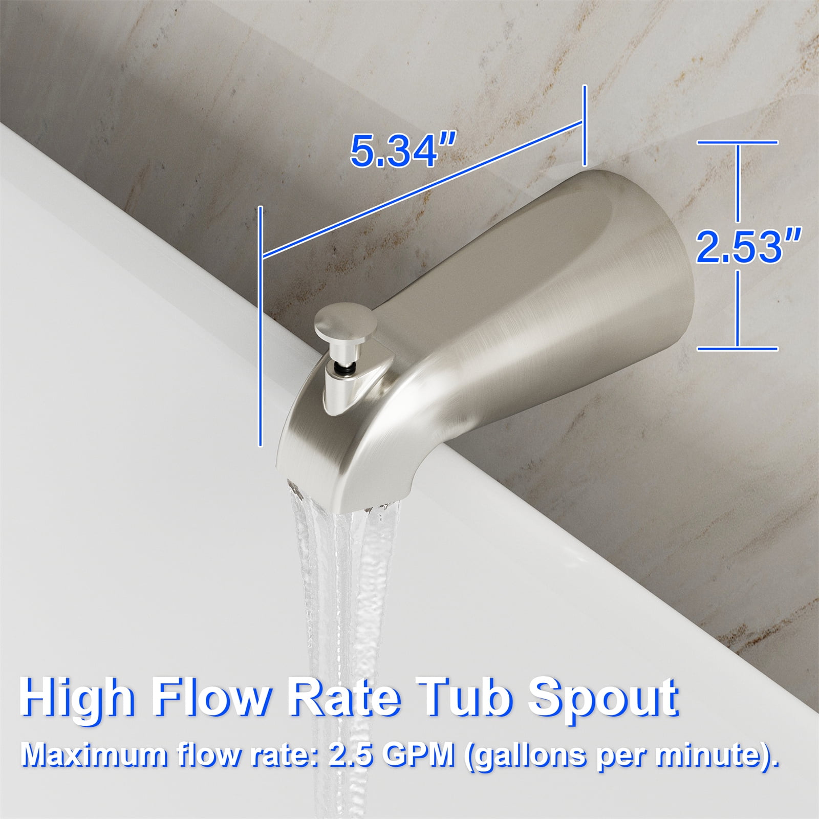 Angeleshome Bathtub Shower Faucet Set with Tub Spout, 3-in-1 Dual Shower Head System with Handheld Spray Combo, 5-Mode, Valve Trim Kit, Brushed Nickel