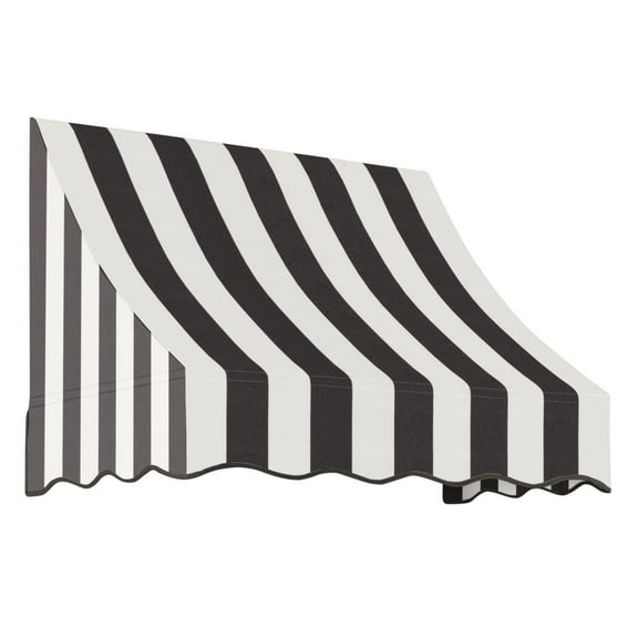 Awntech 3 ft Nantucket Fixed Awning Acrylic Fabric, Black/White Stripe