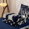 thumbnail image 6 of Manfei Vintage Flag Zipper Full Size Comforter Sets with Fitted Sheet and 2 Pillowcases,Wild Deer Zipper Bedding Set,Navy White,Navy Blue Reversible,4pcs, 6 of 8