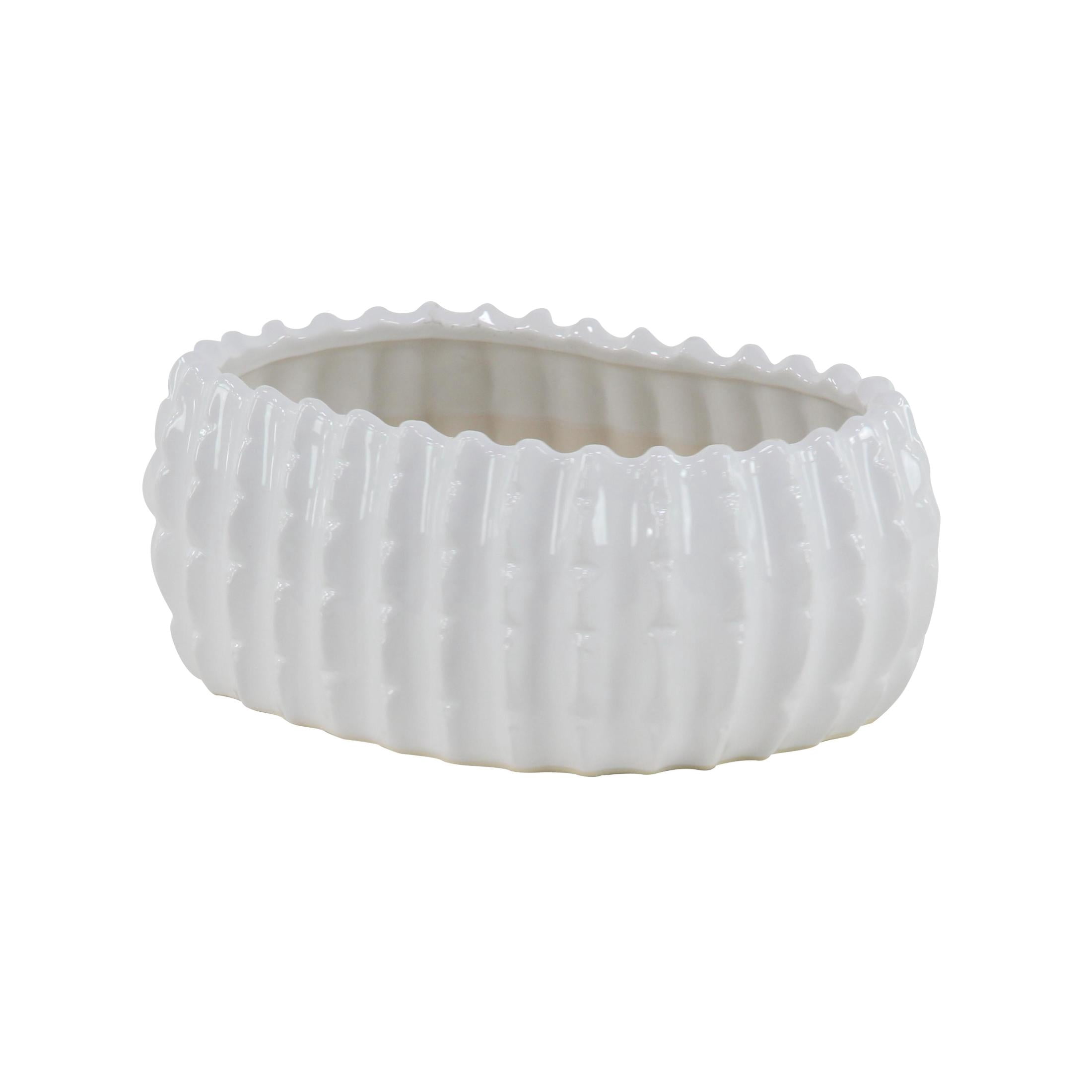 DecMode 17", 13", 8"W White Ceramic Planter (3 Count)