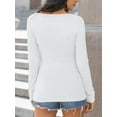 thumbnail image 3 of SOEMR Womens Tops Long Sleeve Shirts for Women Ribbed Henley Tops Fall Outfits for Women 2025 White, 3 of 6