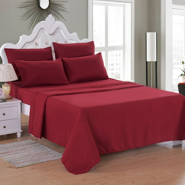 6 Piece Soft Microfiber Bed Sheet Set, Deep Pocket Up To 16", Wrinkle