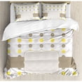 thumbnail image 3 of Grey and Yellow Duvet Cover Set, Abstract 60s 50s Inspired Home Design Polka Dots Image, Decorative 2 Piece Bedding Set with 1 Pillow Shams, Twin Size, Pale Brown Marigold, by Ambesonne, 3 of 3