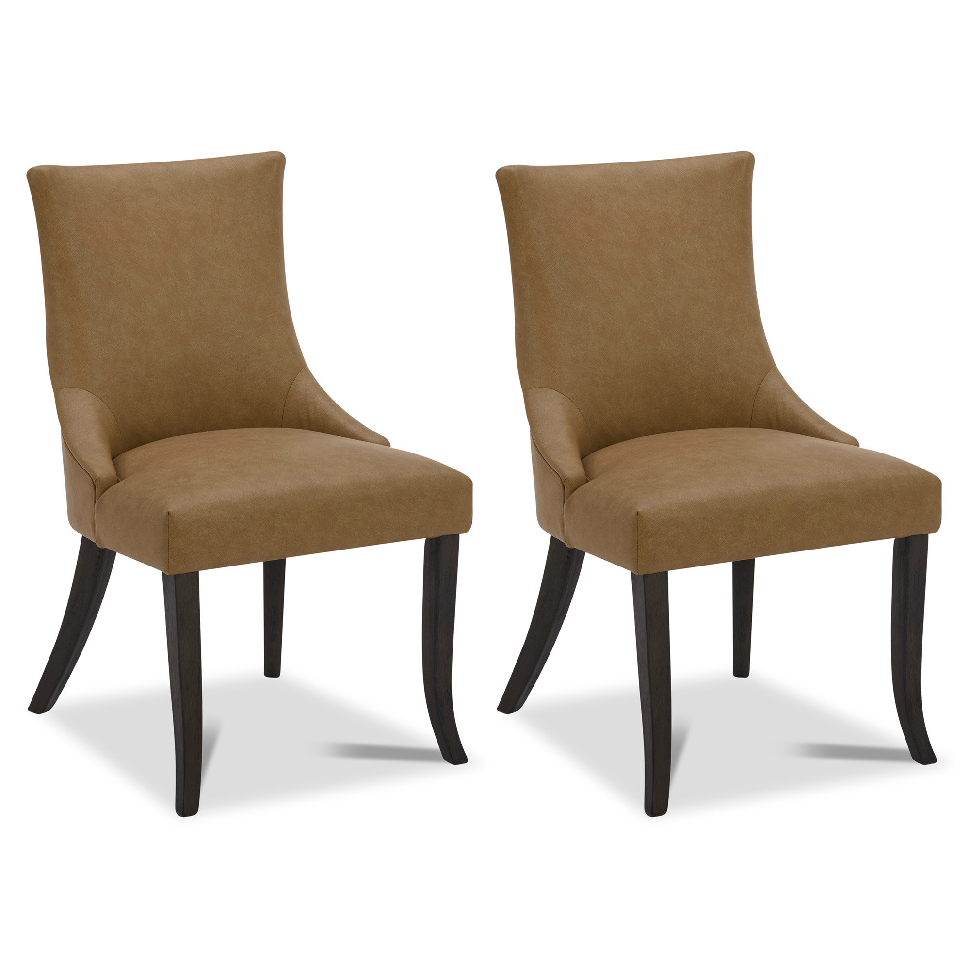 CHITA Upholstered Dining Chairs with Wood Legs Set of 2, Faux Leather