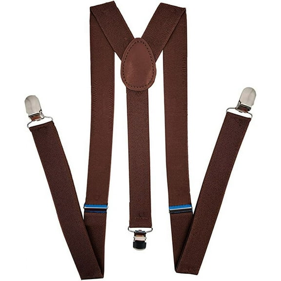 Dark Brown Mens Womens Adjustable Elastic Y Back Style Suspenders Party Wedding Prom