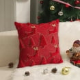 thumbnail image 3 of Christmas Pillow Covers 17.72 in x 17.72 in Red and Green Polyester Tree Snowflake Embroidered Throw Pillowcase with Invisible Zipper, 3 of 6