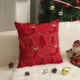 thumbnail image 4 of Funda de almohada bordada con copos de nieve y árbol de Navidad | Funda de cojín de poliéster suave para sofá, silla, sala de estar | Diseño navideño rojo y verde de 45 x 45 cm, 4 of 5