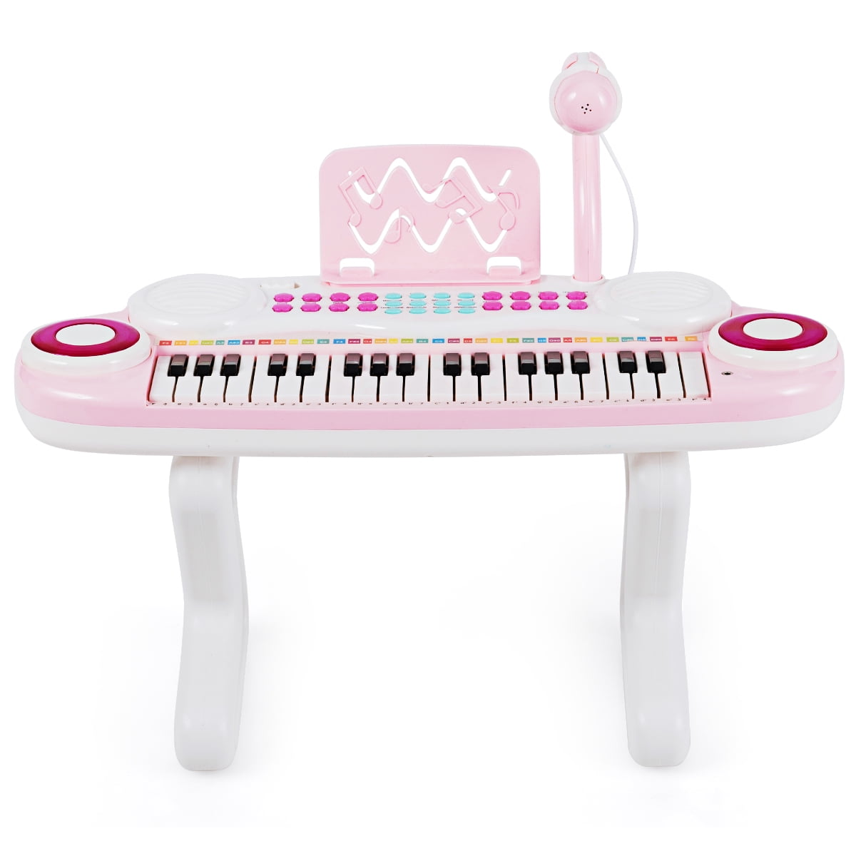 37-Key Toy Keyboard Piano Electronic Musical Instrument with Microphone Pink 