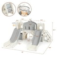 thumbnail image 6 of JOYLDIAS 9in1 Kids Toddler Double Slide Backyard Playground w/Climber,Basketball Hoop,Telescope, Indoor Outdoor Toys(Gray&White), 6 of 12