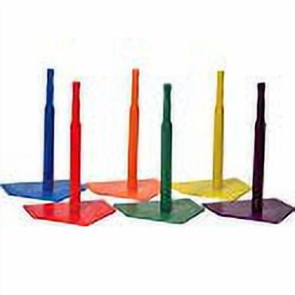 Champion Sports Deluxe Batting Tee Set - Mounted Adjustable Telescopic Batting Tee - Set of 6 Colors
